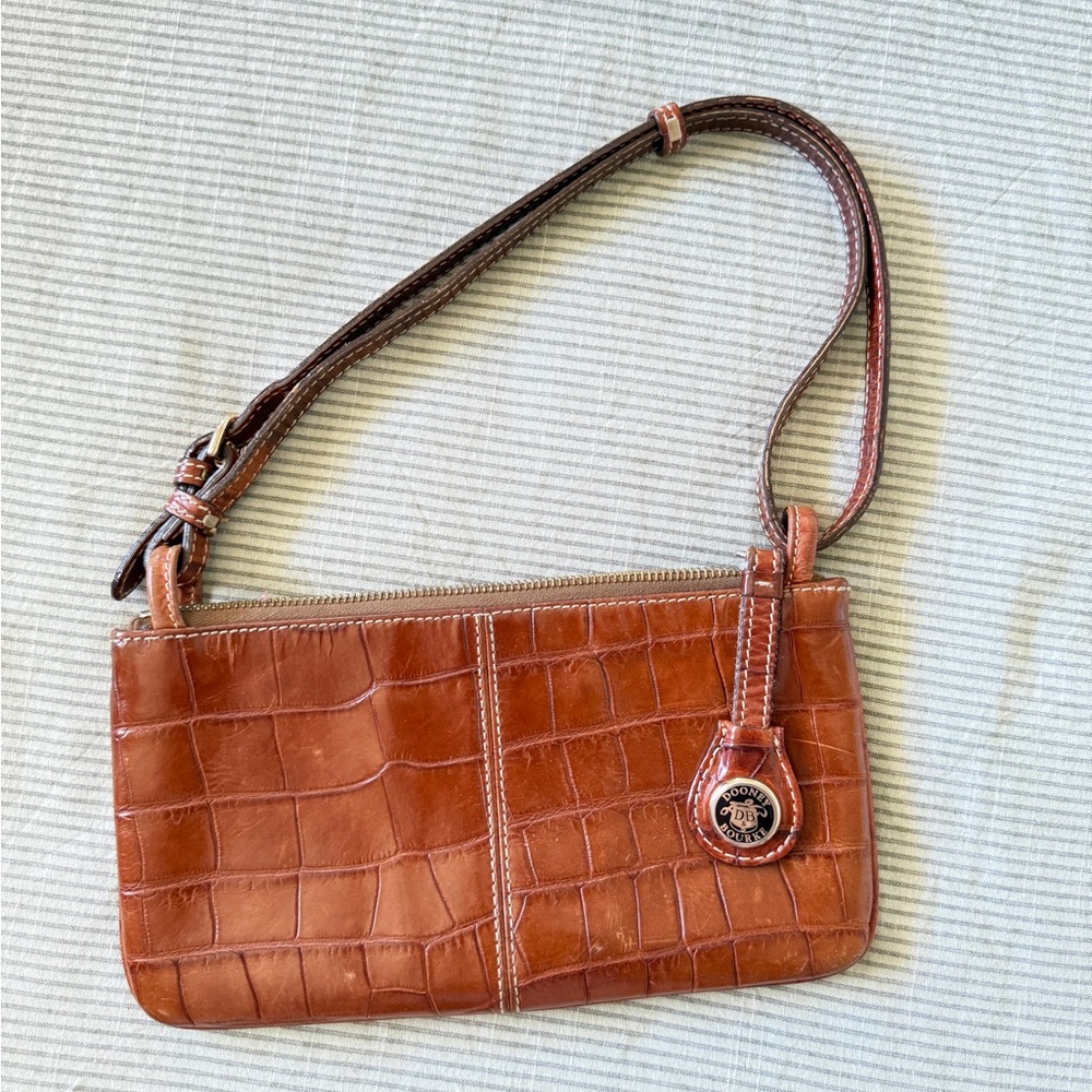 Brown Dooney Embossed Shoulder Bag